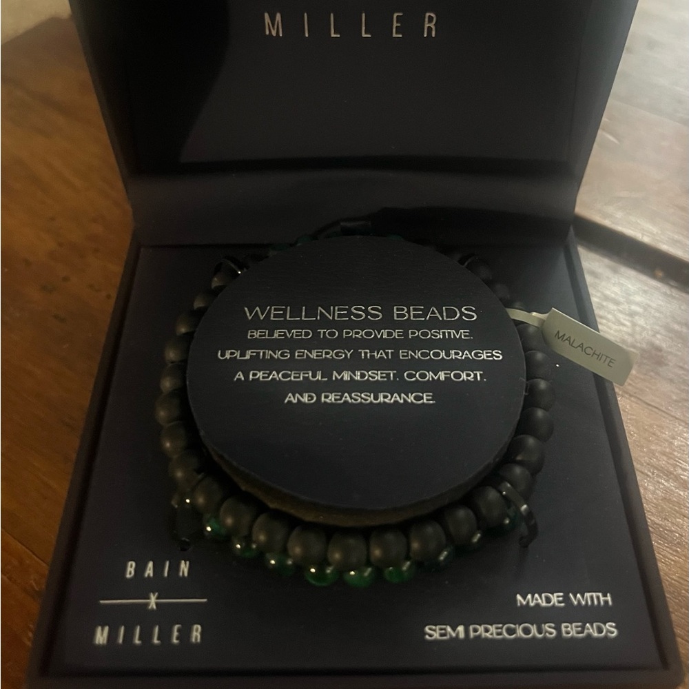 Bain x Miller Malachite Wellness Bead Bracelet Set - Green & Black